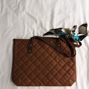 Quilted Brown Tote Bag